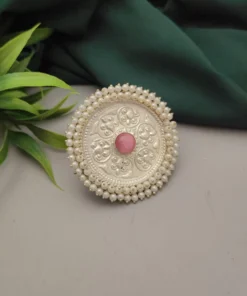 Glamaya Stylish Pink 925 Silver Jumbo Ring - Adjustable For Women 1 GLAM-RI-OX-110-768129-150-2