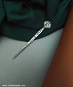 Glamaya Ethnic Oxidised Om Bun Stick: Traditional Indian Hair Accessory 1 GLAM-HA-OX-12-123740-27-5