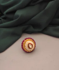Glamaya Exquisite Kundan Polki Adjustable Ring For Wedding & Parties 1 GLAM-RI-CO-57F5-034352-75-4