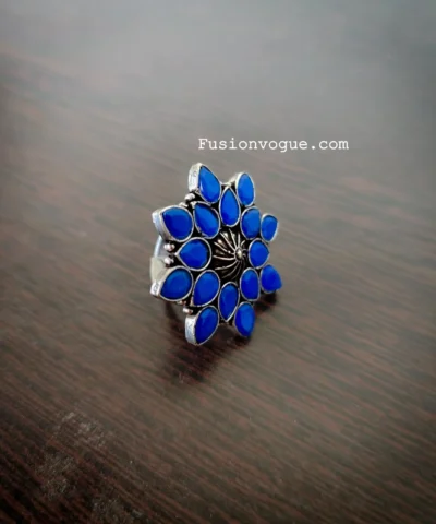 Glamaya Blue Stone Adjustable Ring: Buy 2 Get 1 Free Offer 1 GLAM-RI-ST-15-436007-32-2