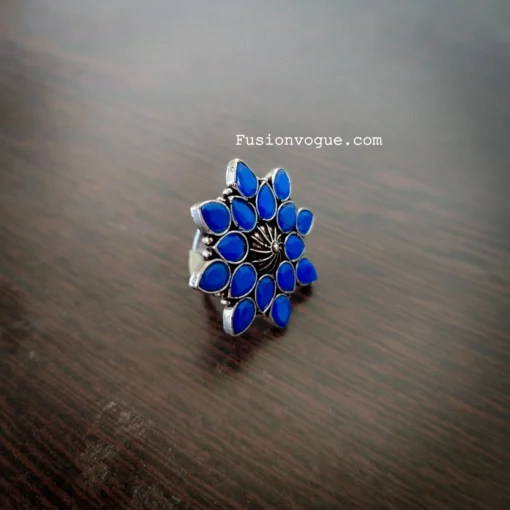 Glamaya Blue Stone Adjustable Ring: Buy 2 Get 1 Free Offer 1 GLAM-RI-ST-15-436007-32-2
