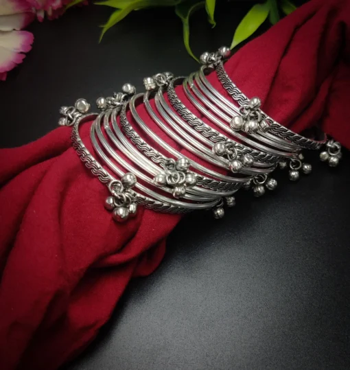 Glamaya Stylish 16-piece Silver Plated Bangles Set For Her 1 GLAM-CB-OX-24F9-680095-43-10