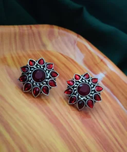 Glamaya Stunning Red Stone Stud Earrings - Trendy, Affordable, Premium 1 GLAM-ER-ST-8F3-465499-15-6
