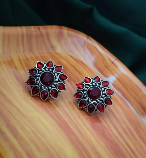 Glamaya Stunning Red Stone Stud Earrings - Trendy, Affordable, Premium 1 GLAM-ER-ST-8F3-465499-15-6