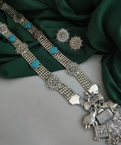 Glamaya Sky Blue German Silver Necklace Earring Combo 1 GLAM-CN-OX-29-922806-55-10