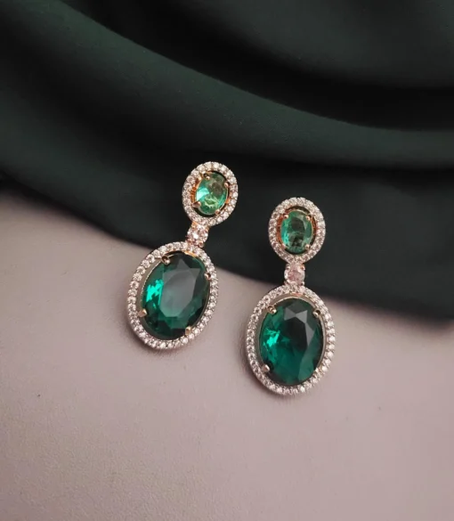 Glamaya Sparkling Green Doublet Earrings: Best Online American Diamond Picks 1 GLAM-ER-CZ-66-501879-110-5
