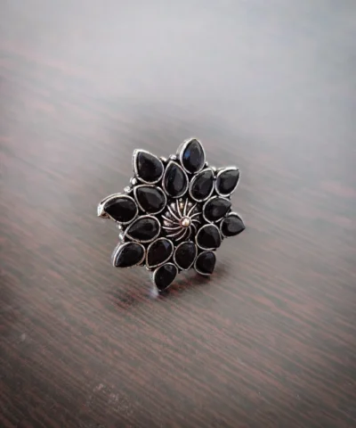 Glamaya Black Stone Adjustable Ring Set: Buy 2 Get 1 Free 1 GLAM-RI-ST-3F8-335389-8-8