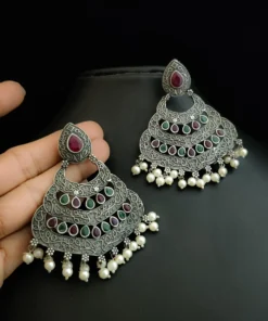 Glamaya Trendy Multi-color Chandbali Earrings For Women 1 GLAM-ER-OX-45-037704-75-4