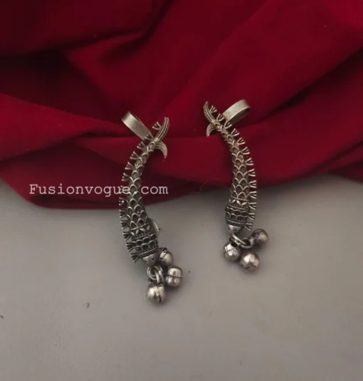 Glamaya Stylish Oxidised Silver Fish Earcuffs: Trendy & Affordable Designs 1 GLAM-ER-OX-40-567409-71-2