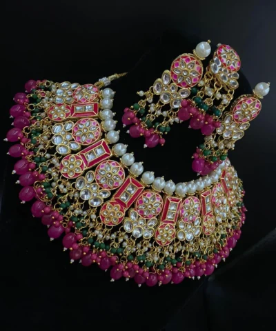 Glamaya Pink Kundan Meenakari Party Set: Elegant Maangtikka Earrings 1 GLAM-CN-KU-60-961879-105-10