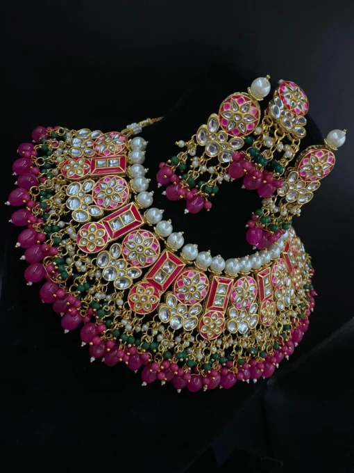 Glamaya Pink Kundan Meenakari Party Set: Elegant Maangtikka Earrings 1 GLAM-CN-KU-60-961879-105-10