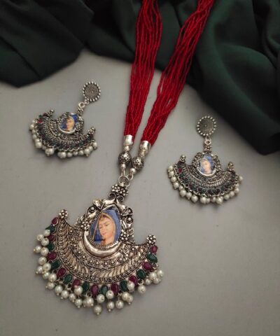 Glamaya Exquisite Antique Long Necklace Earring Set: Traditional Indian Jewelry 1 GLAM-CN-OX-53F3-079724-100-3