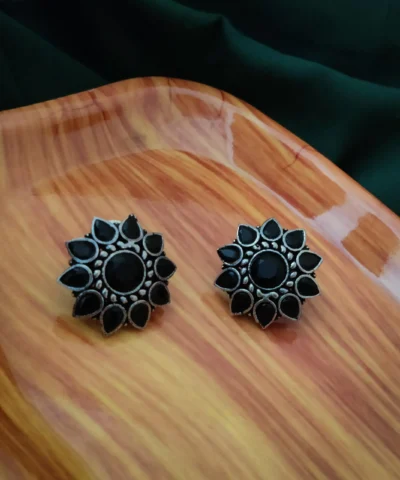 Glamaya Chic Black Stone Stud Earrings For Women 1 GLAM-ER-ST-5-506388-9-10