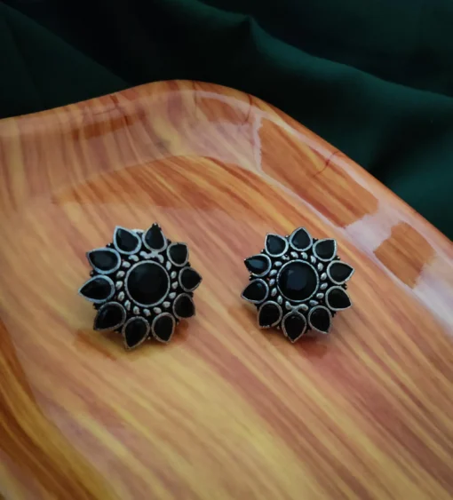 Glamaya Chic Black Stone Stud Earrings For Women 1 GLAM-ER-ST-5-506388-9-10