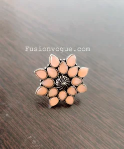 Glamaya Peach Stone Adjustable Ring - Buy 2 Get 1 Free! Shop Now! 1 GLAM-RI-ST-7F5-405744-16-4
