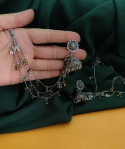 Glamaya Stunning Brass Two Tone Chain Jhumka Earring Designs 2021 1 GLAM-ER-BR-30-765462-49-5