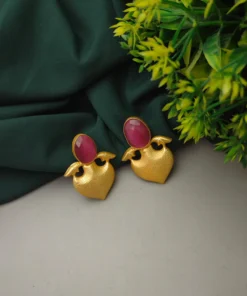 Glamaya Chic Pink Stone Matte Stud Earring 1 GLAM-ER-ST-40-608698-71-2