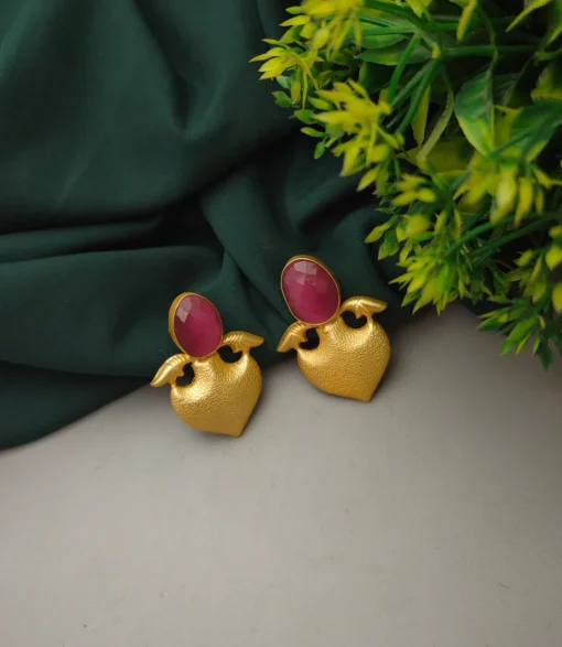 Glamaya Chic Pink Stone Matte Stud Earring 1 GLAM-ER-ST-40-608698-71-2