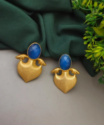Glamaya Chic Blue Monalisa Stone Stud Earrings 1 GLAM-ER-ST-40-074288-71-2