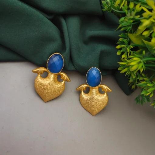 Glamaya Chic Blue Monalisa Stone Stud Earrings 1 GLAM-ER-ST-40-074288-71-2