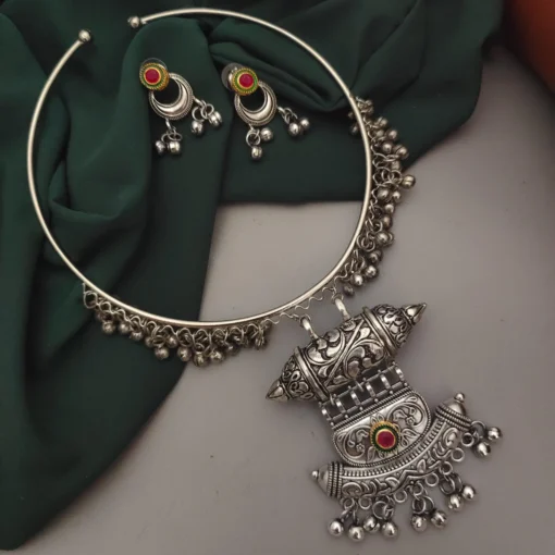 Glamaya Trendy Oxidised Necklace Earrings Combo 1 GLAM-CN-OX-36-678132-60-5