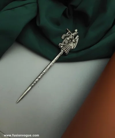 Glamaya Ethnic Radha Krishna Hair Stick: Handmade Indian Bun Accessory 1 GLAM-HA-OX-12-595398-27-5