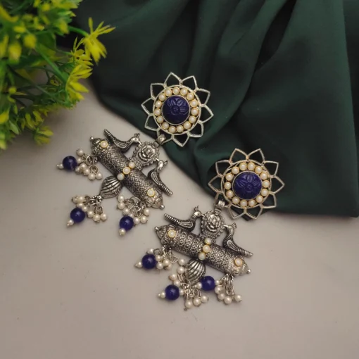 Glamaya Stylish Blue Antique Danglers: Trendy Oxidised Elegance 1 GLAM-ER-KU-100-966152-150-2