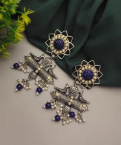 Glamaya Stylish Blue Antique Danglers: Trendy Oxidised Elegance 1 GLAM-ER-KU-100-966152-150-2