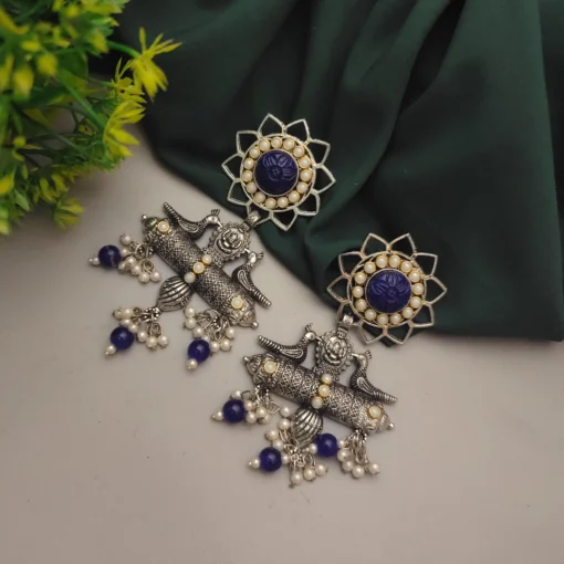 Glamaya Stylish Blue Antique Danglers: Trendy Oxidised Elegance 1 GLAM-ER-KU-100-966152-150-2