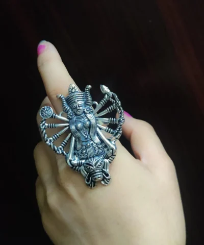 Glamaya Adjustable Oxidized Silver Finger Ring: Trendy German Design 1 GLAM-RI-OX-6F4-246637-11-7