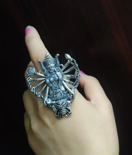 Glamaya Adjustable Oxidized Silver Finger Ring: Trendy German Design 1 GLAM-RI-OX-6F4-246637-11-7