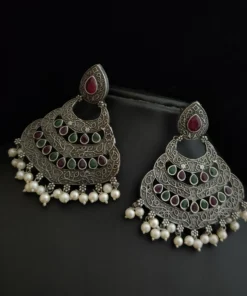 Glamaya Trendy Multi-color Chandbali Earrings For Women 2 GLAM-ER-OX-45-037704-75-4