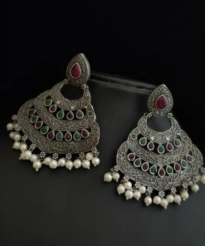 Glamaya Trendy Multi-color Chandbali Earrings For Women 2 GLAM-ER-OX-45-037704-75-4
