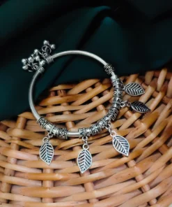 Glamaya Stylish Adjustable Oxidised Leaf Bracelet - Trendy Armlet For Women 1 GLAM-BB-OX-5F7-241793-11-7