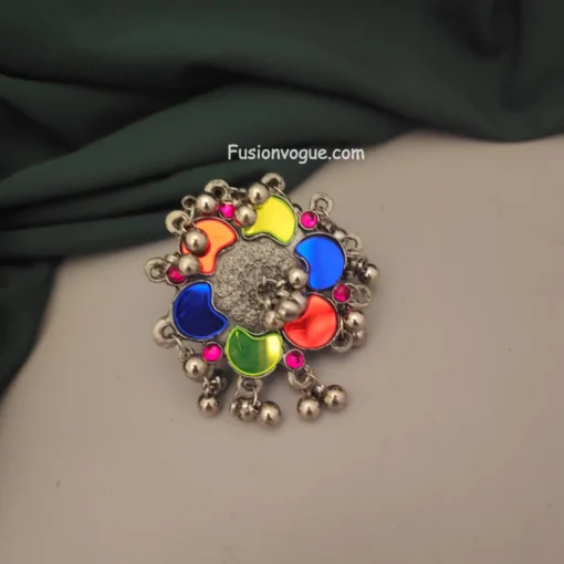 Glamaya Boho Chic Afghan Multicolored Finger Ring For Women 1 GLAM-RI-OX-40-748545-71-2