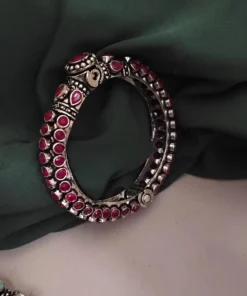 Glamaya Red Stone Oxidised Bangles: Affordable Elegance For Women 1 GLAM-BB-ST-55-714625-75-4