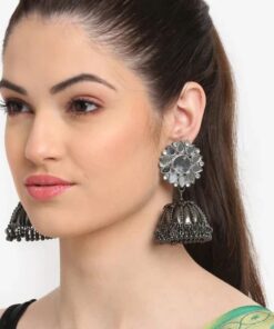 Glamaya Stylish Oxidised Mirror Jhumka Earrings: Lightweight & Trendy 2 GLAM-ER-MI-18-090079-30-5