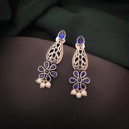 Glamaya Blue Silver Lookalike Stud Earrings: Stylish & Affordable 1 GLAM-ER-OX-18-450430-30-5