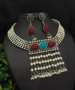 Glamaya Stylish Oxidised Choker Necklace Set 1 GLAM-CN-OX-90-797335-150-2