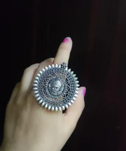 Glamaya Stylish Adjustable German Silver Finger Ring | Trendy Oxidised Design 1 GLAM-RI-OX-6F4-594558-11-7