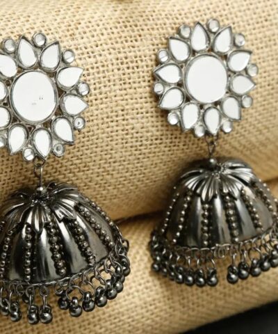 Glamaya Stylish Oxidised Mirror Jhumka Earrings: Lightweight & Trendy 1 GLAM-ER-MI-18-090079-30-5