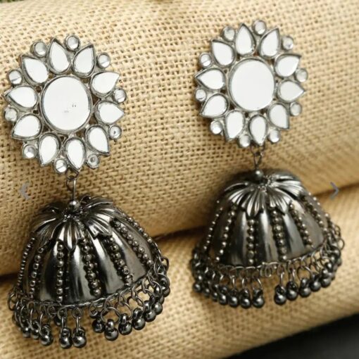 Glamaya Stylish Oxidised Mirror Jhumka Earrings: Lightweight & Trendy 1 GLAM-ER-MI-18-090079-30-5