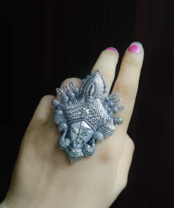 Glamaya Trendy Oxidised Silver Adjustable Ring For Women 1 GLAM-RI-OX-6F4-039128-11-7