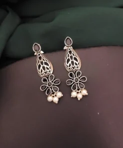 Glamaya Chic Black & Silver Lookalike Stud Earrings - Affordable & Trendy 1 GLAM-ER-OX-30-786994-50-3