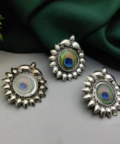 Glamaya Trendy Peacock Earring & Ring Set 1 GLAM-CE-OX-10-208366-18-5