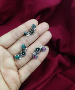 Glamaya Stylish Oxidised Clip On Stone Nosepin - Trendy Fashion Jewelry 1 GLAM-NP-ST-2-983374-5-5