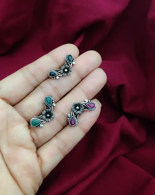 Glamaya Stylish Oxidised Clip On Stone Nosepin - Trendy Fashion Jewelry 1 GLAM-NP-ST-2-983374-5-5