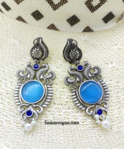 Glamaya Chic Monalisa Stone Silver Earrings 1 GLAM-ER-ST-73F3-211496-100-3