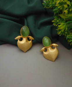 Glamaya Chic Mint Stone Stud Earring - Trendy Matte Finish Design 1 GLAM-ER-ST-40-711939-71-2