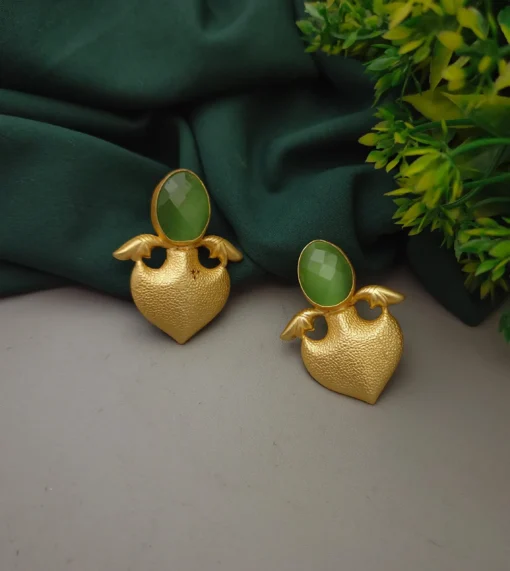 Glamaya Chic Mint Stone Stud Earring - Trendy Matte Finish Design 1 GLAM-ER-ST-40-711939-71-2